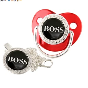 Baby Pacifier with Chain Clip Newborn BPA Free Luxury Bling Pacifier Silicone Du - Picture 1 of 12