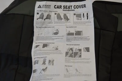 Leader Car Seat Cover 3-Piece for Seat, Seat Back and Headrest Black and Gray - Image 1 of 4