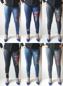 Damenhose Leggins Winterleggins Gr.40-48Jeans Optik Fell  mit Stickerei  Thermo  - Bild 1 von 16
