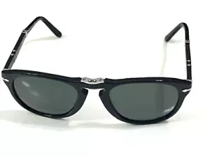 Authentic PERSOL Sunglasses Custom 714 95-58 54mm Black BLUE lens Italy - Great - Picture 1 of 8
