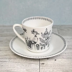 Vintage ARABIA Finland Emilia Cup Saucer Set Raija Uosikkinen illustration Art - Picture 1 of 15