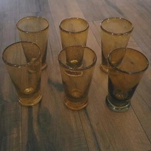 Vintage - Amber Blown Glass Pint Glasses 20 oz Set of 6 - Picture 1 of 4