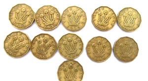 Eleven Different KIng George 6th Three penny pieces Threpenny bits - Picture 1 of 8