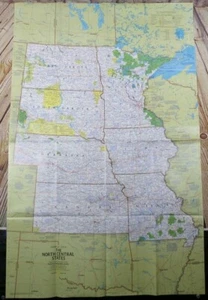 1978 primer plano de plástico/vinilo de EE. UU. "Mapa de los estados centrales del norte 35"" X 22 1/2" - Imagen 1 de 4