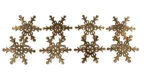 Set of 8 Brass Snowflake Christmas Napkin Rings - Picture 1 of 3