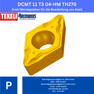10 x DCMT 11T304-HM TH270 Wendeplatten für Stahl !NEU, mit Rechnung! - Picture 1 of 3