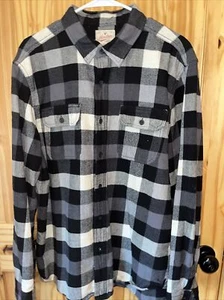 American Eagle Hemd Heritage XL schwarz weiß Shacket Herren schwerer Flanell - Bild 1 von 5