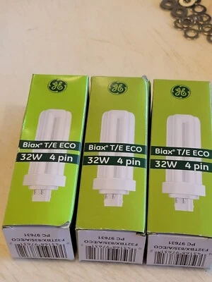 GE GX24Q-3 ECI Compact Fluorescent Lamp 32 Watts 4 Pin 3500K New, 3pack. - Image 1 of 2