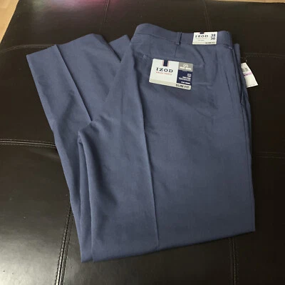 NWT Izod Flat Front Dress Pants Mens Size 38 X 30 Slim Fit Non-Iron Stretch D8 - Image 1 of 4