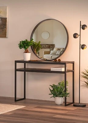 Metal Console Table Sofa Dressing Table Desk Unit Hallway Living Black Concrete - Image 1 of 4