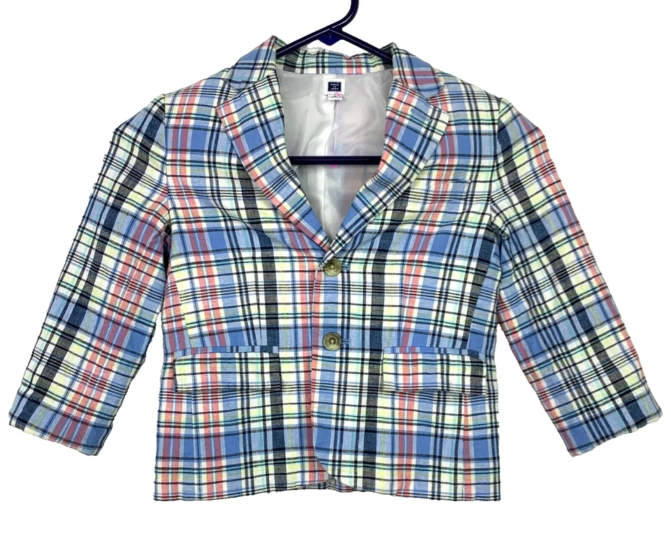 Chaqueta Blazer Janie & Jack Azul a Cuadros Preppy Niños Pequeños Talla 5 Mangas Alteradas Foto 1 de 4