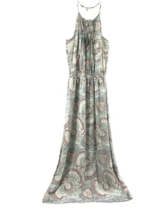 Joie Maxikleid Damen großes Neckholder blau rot weiß Sommerkleid Boho fließend transparente Seide - Bild 1 von 11