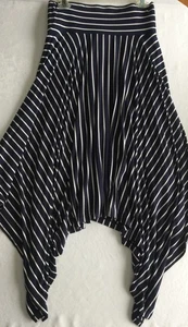 Cabi Twirl Asymmetrical Hem Midi Skirt Size S Blue White Stripe #5183 Nautical - Picture 1 of 8