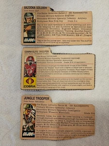 Lotto di 3 G.I. vintage Joe File Cards - Zap, Recondo, Crimson Guard (taglio) - Foto 1 di 3