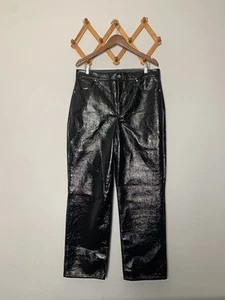 Neu Imperfect Express schwarze vegane Damen-Lacklederhose Größe 14 normal - Bild 1 von 9