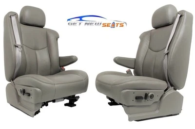 99 - 06 Silverado Sierra Tahoe Yukon Heated Power Leather Seats Pewter Gray OEM Foto 1 de 4