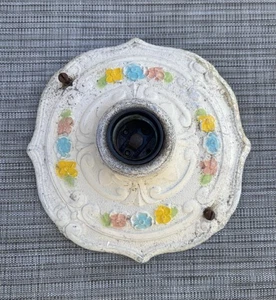 Vintage Aluminiumguss Decken Unterputz Leuchte einzelne Birne mit Fassung - Bild 1 von 9