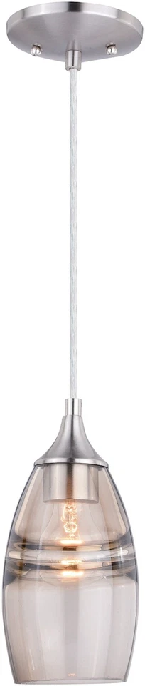 Vaxcel Lighting MILANO 5" One Light Mini Pendant Satin Nickel Amber Fog Glass