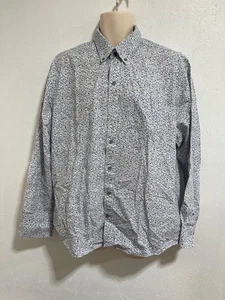 Cutter & Buck Men's Large Blue White Floral Long Sleeve Dress Shirt - Picture 1 of 3