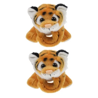  2 peças pulseira de pelúcia tapa bicho de pelúcia - brinquedo de pulseira de pressão de tigre macio - - Imagem 1 de 4