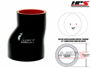 HPS 2.25" - 3" 57mm - 76mm 4-Ply Silicone Offset Reducer Coupler Hose BLACK - Foto 1 di 1