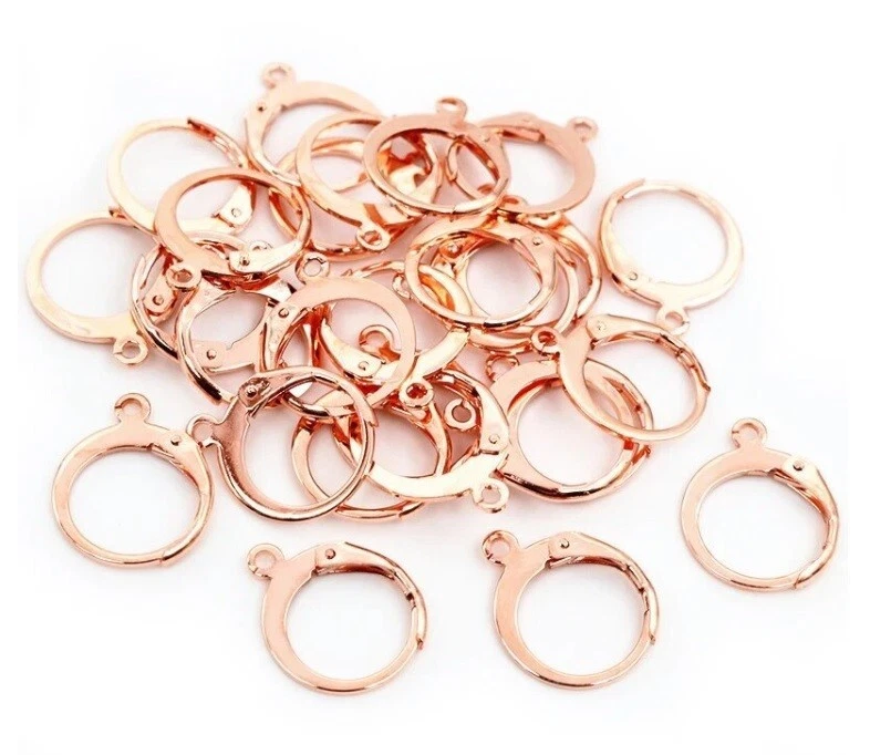 10 piezas (5 pares) Pendientes de palanca de acero inoxidable 316 - Oro rosa - 14 mm x 12 mm Foto 1 de 1