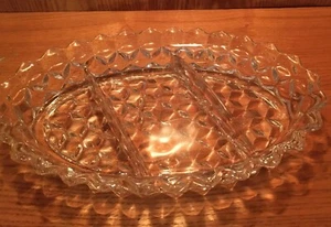 Fostoria American Divided Relish Dish 3 Part 9 1/2" Oval Serving dish - Picture 1 of 5