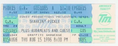 Skankin' Pickle Concert Ticket Graffiti Showcase Pittsburgh, PA 1996 - Image 1 of 2