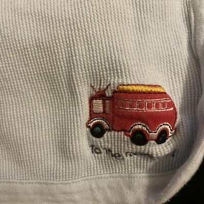 Baby Connection Blue Waffle Knit Thermal Blanket Blue To The Rescue Firetruck  - Image 1 of 4