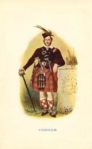 CLAN CHISHOLM, R R R McIan, stampa originale 1899; Scozia - Foto 1 di 1