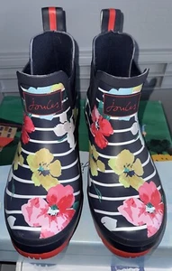 Joules Damen Wellibob knöchelhohe Gummistiefel - marineblau gestreift Blumenmuster - Erwachsene 5 - Bild 1 von 7