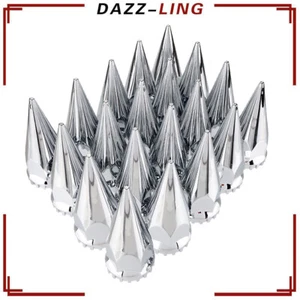 ABS Chrome Plastic 33mm Lug Nut Covers Push on Spiked For Semi Truck (Set of 20) - Picture 1 of 8