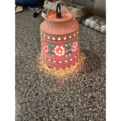 De colección 10" Césped Molde Soplado Flor Swag Lámpara Multicolor Plástico Cuentas Retro Foto 1 de 4