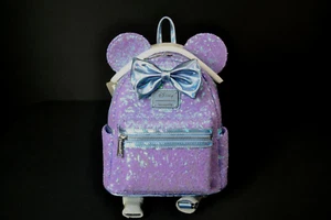 NWT Loungefly Mini Backpack Disney Minnie Mouse Purple Celebration Sequin 25725 - Picture 1 of 7