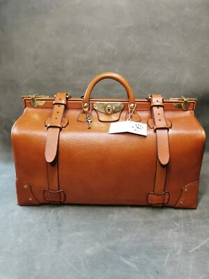 Ancien kit de pierre glacée style vintage sac de voyage médecin cuir - Photo 1/4