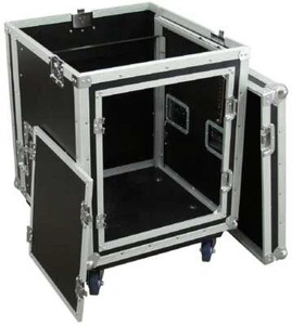 Rack angolare Roadinger 8/10 U Combinazione rack a L workstation Flightcase rulli - Foto 1 di 10