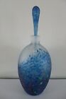 Vintage Hand Blown Mdina Art Glass Frosted Large Bottle With Stopper   Signed