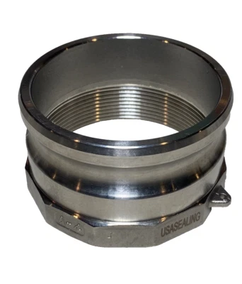 4" Camlock Female NPT x Male Adapter, 304 SS, Type A USA Sealing Cam & Groove - Image 1 of 4