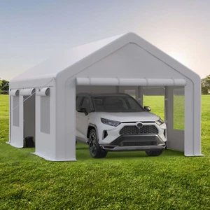 10X20Ft Portable Garage, 10'X20' Carport Heavy Duty, Galvanized Frame & 180 G PE - Picture 1 of 8