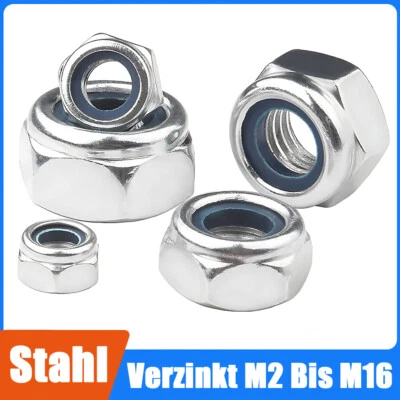 Stopmuttern M2 - M16 Sicherungsmutter Selbstsichernde Muttern DIN 985 Verzinkt - Bild 1 von 4