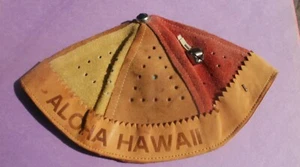 Vintage "Aloha Hawaii" Skullcap Leather & Suede Hat - Picture 1 of 8