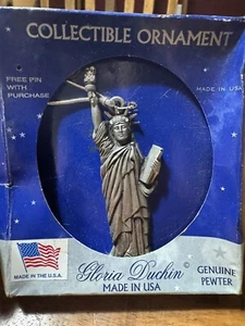 (1) NEW! Gloria Duchin ~ Pewter “Statue Of Liberty” Jeweled Christmas Ornament - Picture 1 of 4