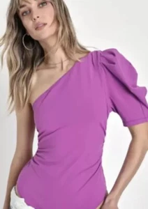 Free People Somethin Bout You One-Shoulder Bodysuit In Purple Size Small NWOT - Picture 1 of 4