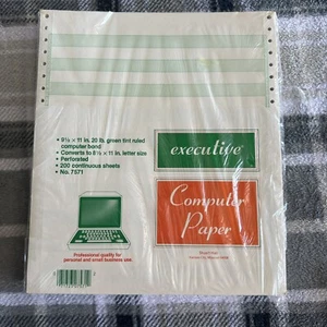 Vtg Executive Computer Paper 200 Sheets 20 Lb Bond Continuous Form Sheet Ruled - Picture 1 of 4