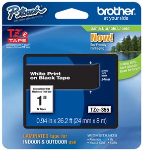 Cinta original para fabricante de etiquetas Brother TZe-355 P-touch TZe355 TZ355 TZ-355 blanca negra - Imagen 1 de 22