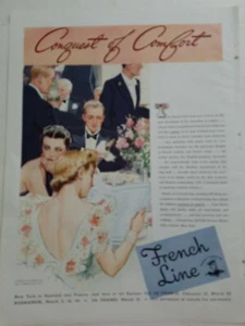 1938 French Line cruise ship conquest of comfort vintage travel ad - Picture 1 of 1