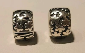 2 Pandora 925 Sterling Silver Flower Clip - Picture 1 of 4