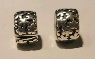 2 Pandora 925 Sterling Silver Flower Clip - Image 1 of 4