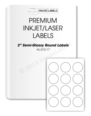 600 labels (50 sheets) 2” inch Circle Round White Glossy Finish - Image 1 of 4