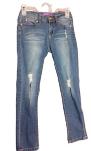 YMI Wanna Betta Fit Girls Distressed Skinny Denim Jeans; Blue, 12 - Picture 1 of 7